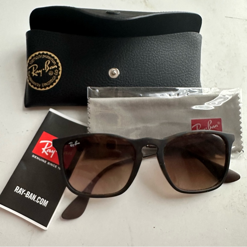 RAY-BAN Chris Matte Havana Frame and Brown Lenses
